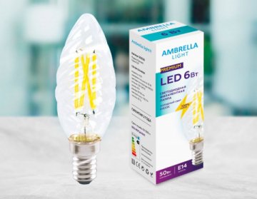 Лампа светодиодная филаментная Ambrella light E14 6W 6400K прозрачная 202126
