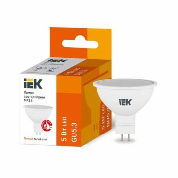 Лампа светодиодная IEK GU5.3 5W 3000K матовая LLE-MR16-5-230-30-GU5