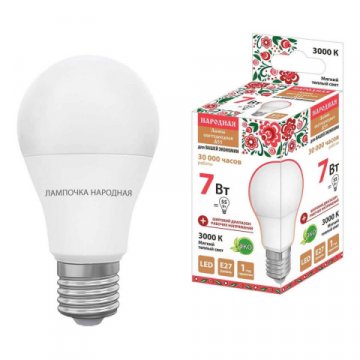 Лампа светодиодная TDM Electric Народная E27 7W 3000K матовая SQ0340-1505
