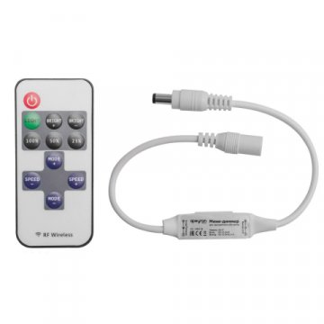 Мини-диммер для монохромной светодиодной ленты Apeyron с пультом 12/24V 04-10