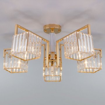 Потолочная люстра Eurosvet April 10126/5 золото/прозрачный хрусталь Strotskis Smart