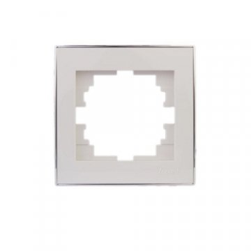 Рамка 1-ая горизонтальная Lezard Rain белая с бок. вст. хром 703-0225-146