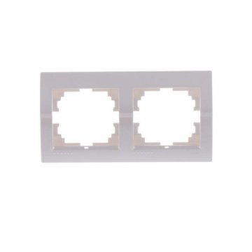 Рамка 2-ая горизонтальная Lezard Deriy белый жемчуг 702-3000-147