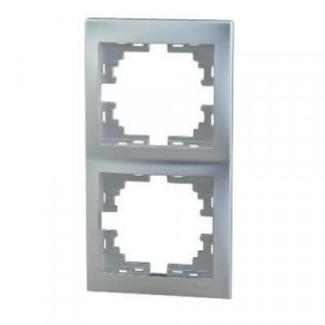 Рамка 2-ая вертикальная Lezard Mira серебро 701-1000-152