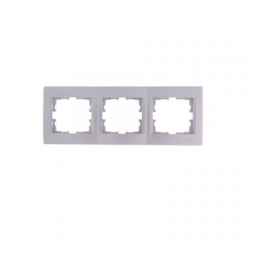 Рамка 3-ая горизонтальная Lezard Karina серебро 707-4300-148