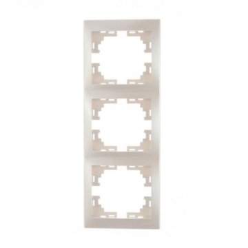 Рамка 3-ая вертикальная Lezard Mira белый жемчуг 701-3000-153