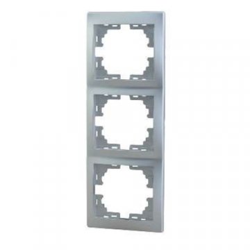 Рамка 3-ая вертикальная Lezard Mira серебро 701-1000-153