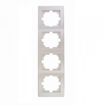 Рамка 4-ая вертикальная Lezard Rain белый жемчуг 703-3030-154