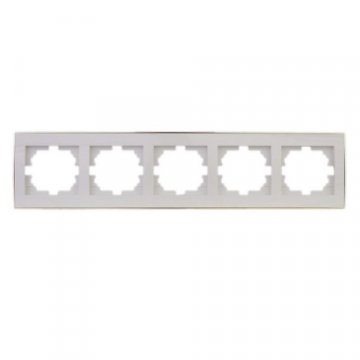 Рамка 5-ая горизонтальная Lezard Rain белая с бок. вст. золото 703-0226-150