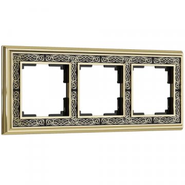 Рамка на 3 поста золото/черный Werkel W0031430 4690389159411