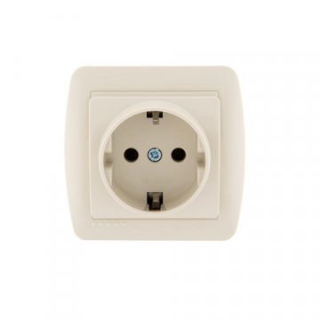 Розетка 1-ая с зазем. Lezard Demet кремовая 711-0300-122