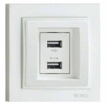 Розетка 2-а USB-зарядка Mono Electric Despina 250V крем 102-170005-178