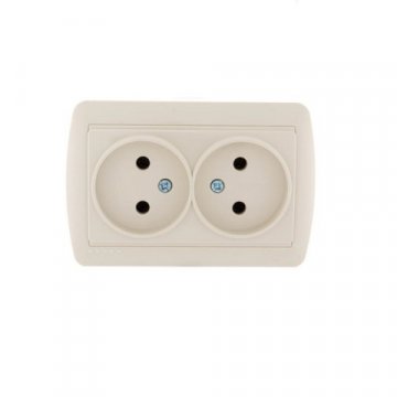Розетка 2-ая без зазем. Lezard Demet кремовая 711-0300-128