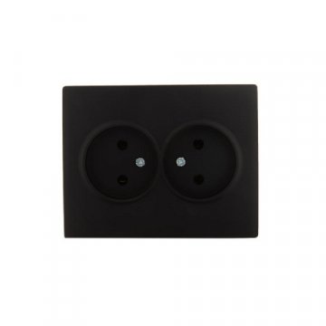 Розетка 2-ая без зазем. Lezard Karina черная 707-4200-128