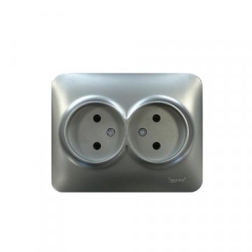 Розетка 2-ая без зазем. Lezard Karina Life серебро 708-4300-128B