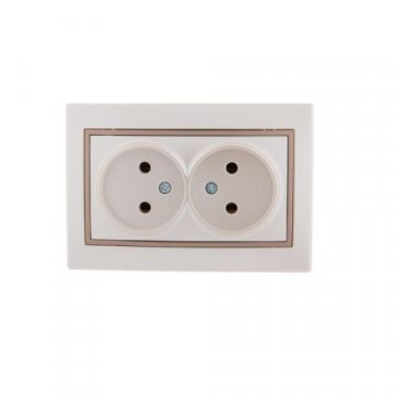 Розетка 2-ая без зазем. Lezard Mira белый жемчуг с кор. вст. 701-3031-128