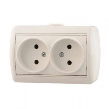 Розетка 2-ая без зазем. Lezard Nata белая 710-0200-128