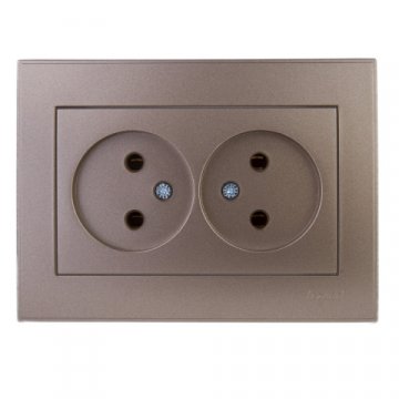Розетка 2-ая без зазем. Lezard Rain бронза 703-3131-128