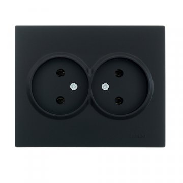 Розетка 2-ая без зазем. Lezard Vesna черная 742-4200-128B