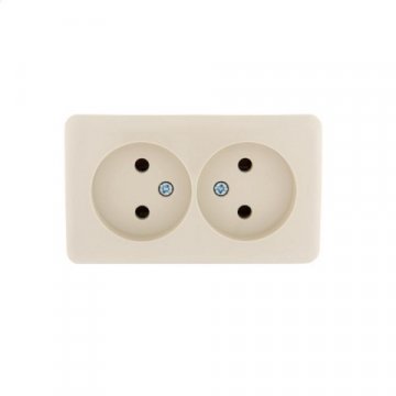 Розетка 2-ая без зазем. Lezard Viola кремовая 751-0300-128