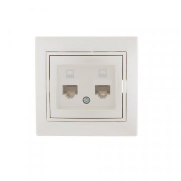Розетка 2-ая компьютерная Lezard Mira белый жемчуг 701-3030-141