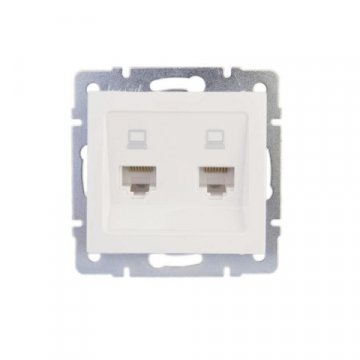 Розетка 2-ая компьютерная Lezard Rain белая 703-0288-141