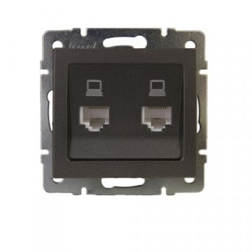 Розетка 2-ая компьютерная Lezard Rain черная 703-4188-141