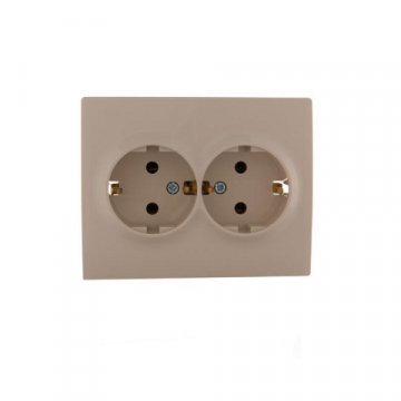 Розетка 2-ая с зазем. Lezard Karina кремовая 707-0300-127