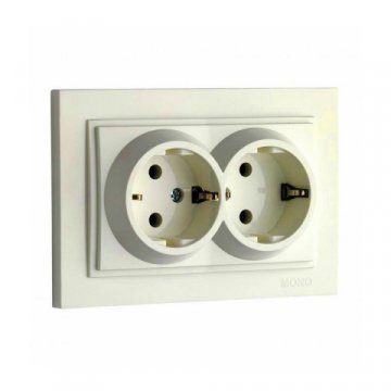Розетка 2К+З двойная Mono Electric Despina 16A 250V винтовое подключение крем 102-170004-120
