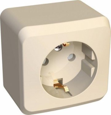 Розетка 2К+З Schneider Electric Этюд 16A 250V со шторками кремовая PA16-004K