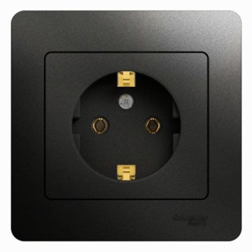 Розетка 2К+З Schneider Electric Glossa 16A 250V антрацит GSL000742