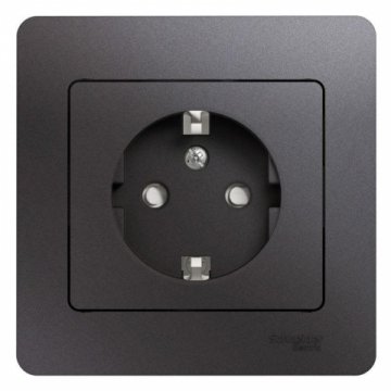 Розетка 2К+З Schneider Electric Glossa 16A 250V со шторками графит GSL001344