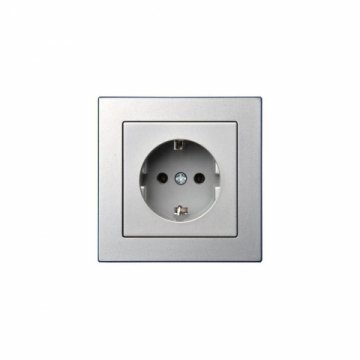 Розетка 2P+E Liregus Epsilon серебро 28-1766