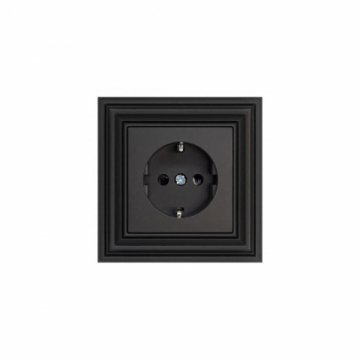 Розетка 2P Liregus Retro со шторками черный матовый 29-225