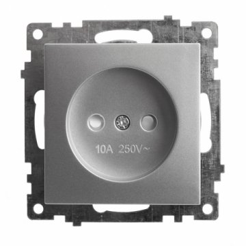 Розетка 2P+PE Stekker Катрин со шторками серебро GLS10-7109-03 39581