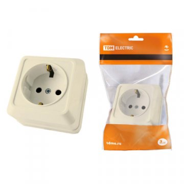 Розетка 2P+PE TDM Electric Ладога слоновая кость SQ1801-0211