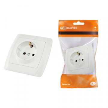 Розетка 2P+PE TDM Electric Онега белая SQ1805-0016