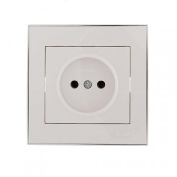 Розетка без зазем. Lezard Rain белая с бок. вст. хром 703-0225-121