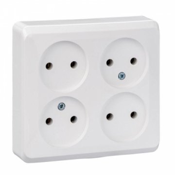 Розетка четырехместная 2К Schneider Electric Этюд 16A 250V белая PA16-205B