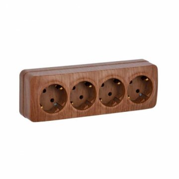 Розетка четырехместная 2P+PE IEK Glory дуб ERH41-K24-16