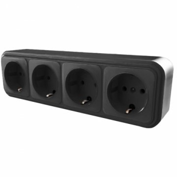 Розетка четырехместная 2P+PE Stekker Брест черный PST16-61-20 39704