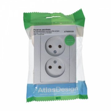 Розетка двойная 2К Schneider Electric AtlasDesign 16A 250V алюминий ATN000320