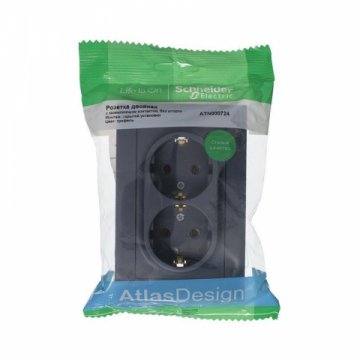 Розетка двойная 2К+З Schneider Electric AtlasDesign 16A 250V грифель ATN000724