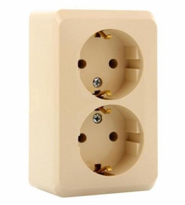 Розетка двойная 2К+З Schneider Electric Этюд 16A 250V кремовая PA16-007K