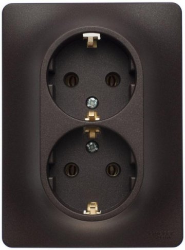 Розетка двойная 2К+З Schneider Electric Glossa 16A 250V шоколад GSL000824