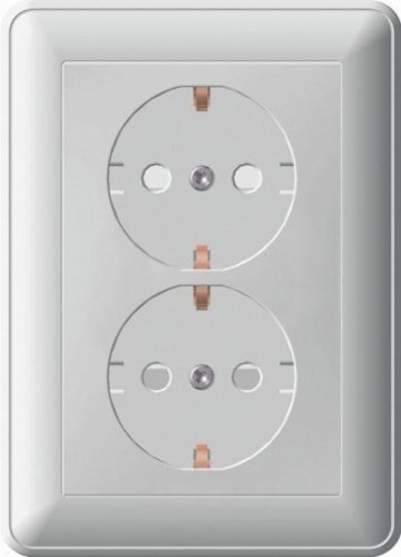 Розетка двойная 2К+З Schneider Electric W59 16A 250V со шторками слоновая кость RS16-255-28
