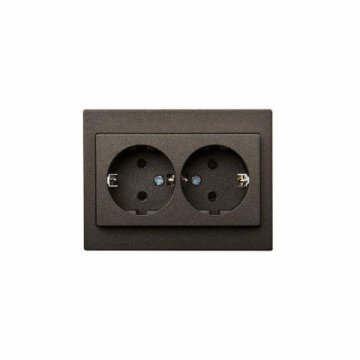 Розетка двойная 2P+E Liregus Epsilon антрацит 28-1153