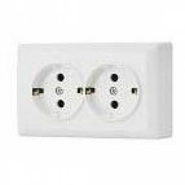 Розетка двойная 2P+E Vesta-Electric Mega белый F00050203BEL