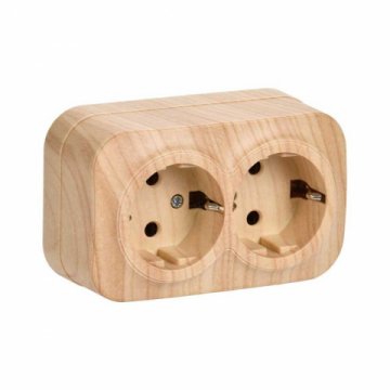 Розетка двойная 2P+PE IEK Glory сосна ERH21-K34-16