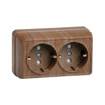 Розетка двойная 2P+PE IEK Oktava со шторками дуб ERO24-K04-16-DC